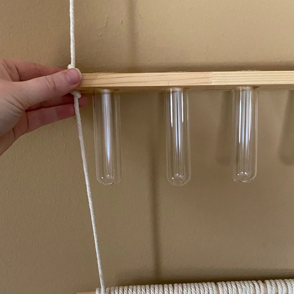 Cream Macrame Wall Hanging with Test Tube Holders